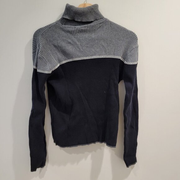 Vintage GAP 100% Cotton Cowl Black and Grey Ribbed Sweater - Picture 2 of 6